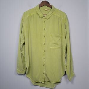 Pilcro Womens XL Boyfriend Button Down Shirt Long Sleeve Green Casual